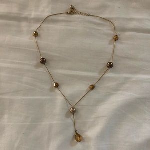 Gold Beaded Teardrop Necklace